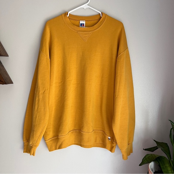 Vintage Crewneck Sweatshirt Mustard Yellow XLT - Picture 1 of 7
